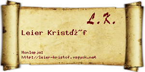 Leier Kristóf névjegykártya